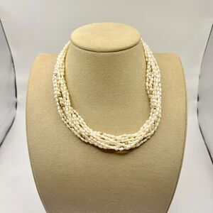 Freshwater Keshi pearl necklace 10 strands gold beads vintage